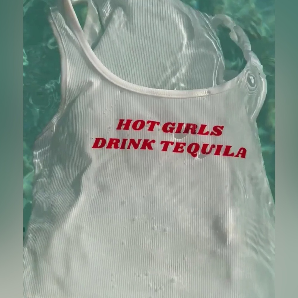 White Tank Top with Red Text